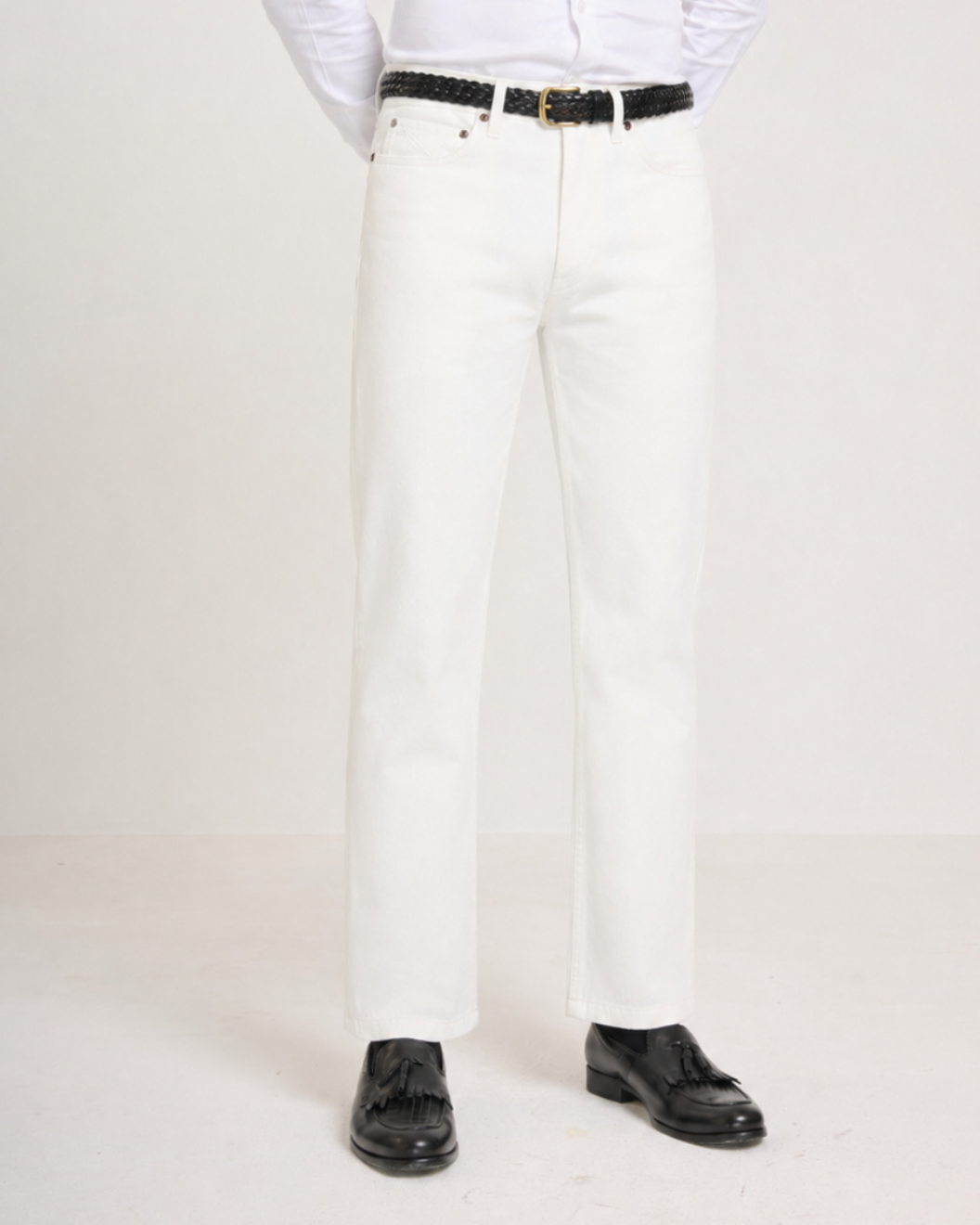 White Straight Fit Jeans
