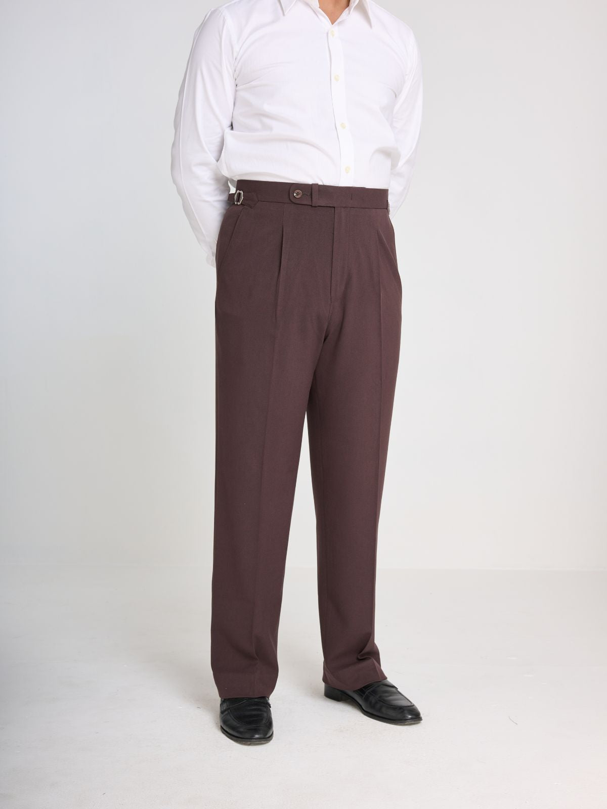 Brown Textured Side-Adjuster Trouser