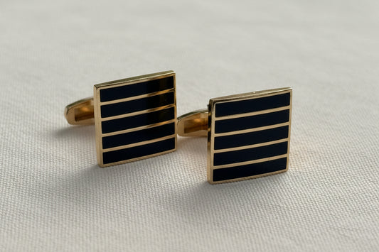 Regent Stripe Cufflinks – Gold & Black