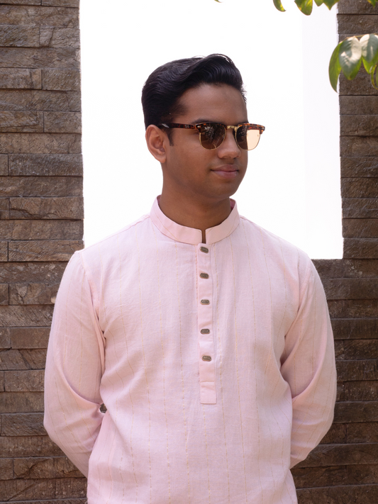 Premium Pink Striped Kurta