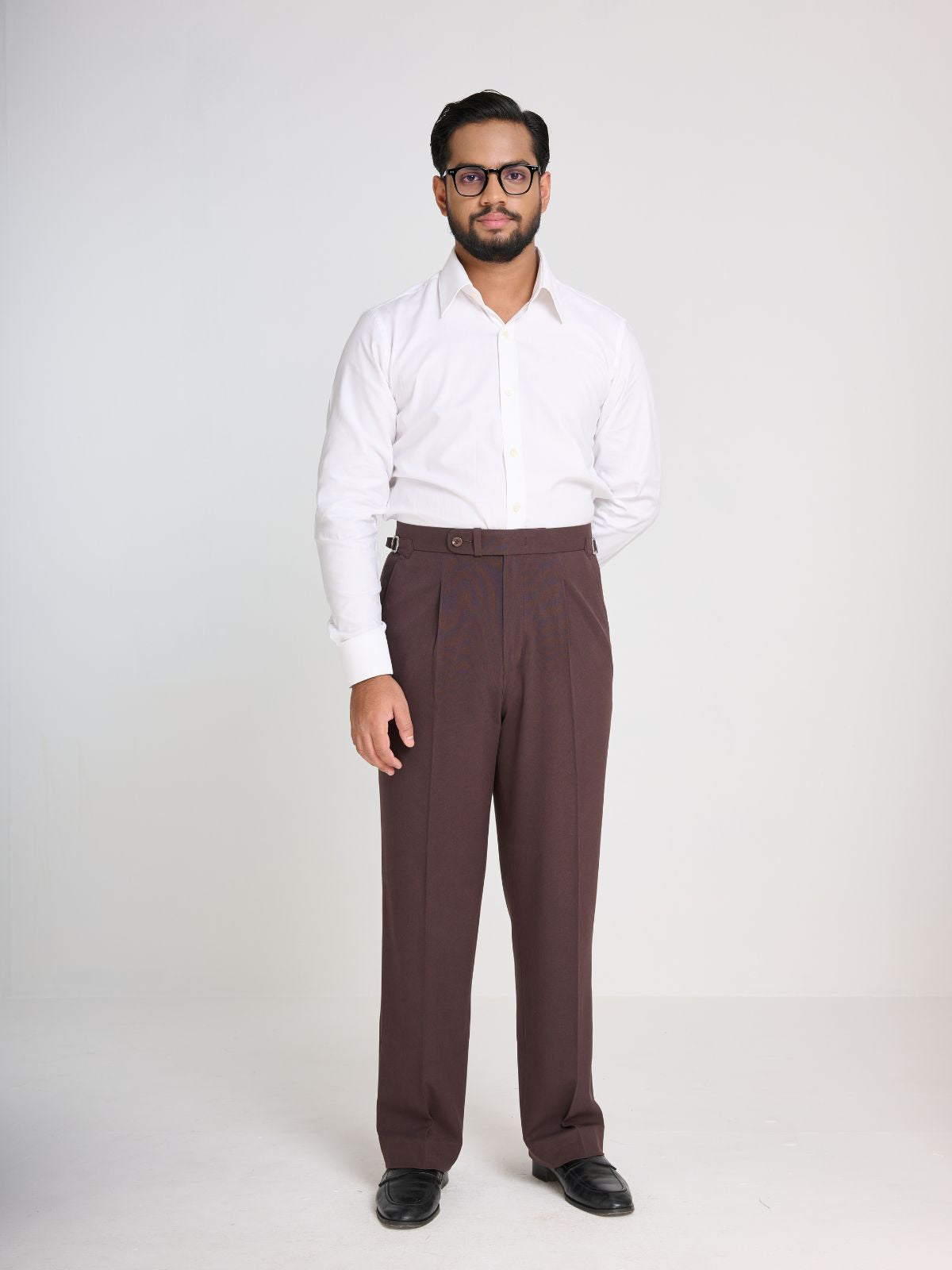 Brown Textured Side-Adjuster Trouser