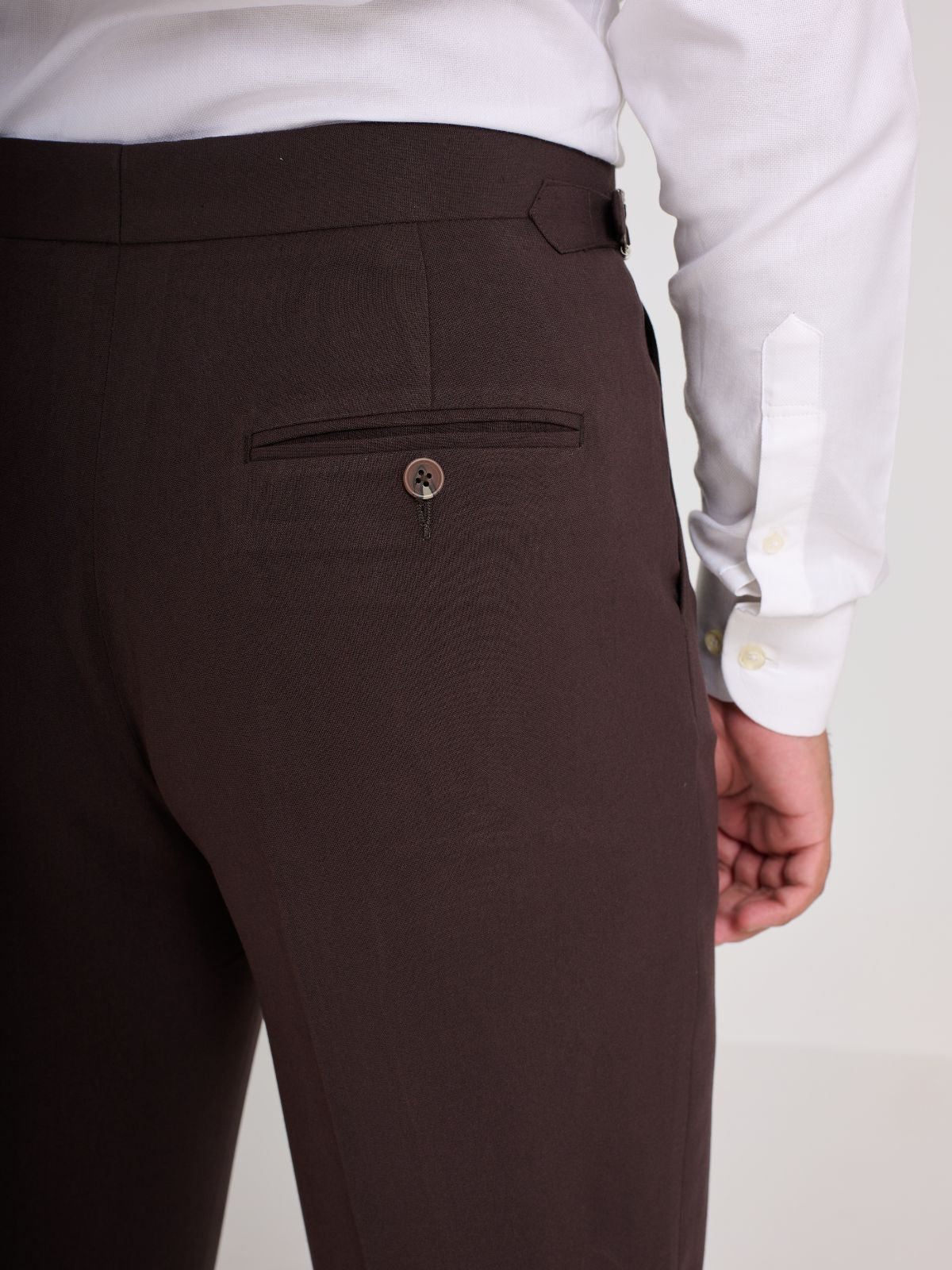 Brown Textured Side-Adjuster Trouser