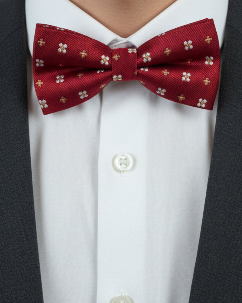 Floral Bow Tie – Deep Red