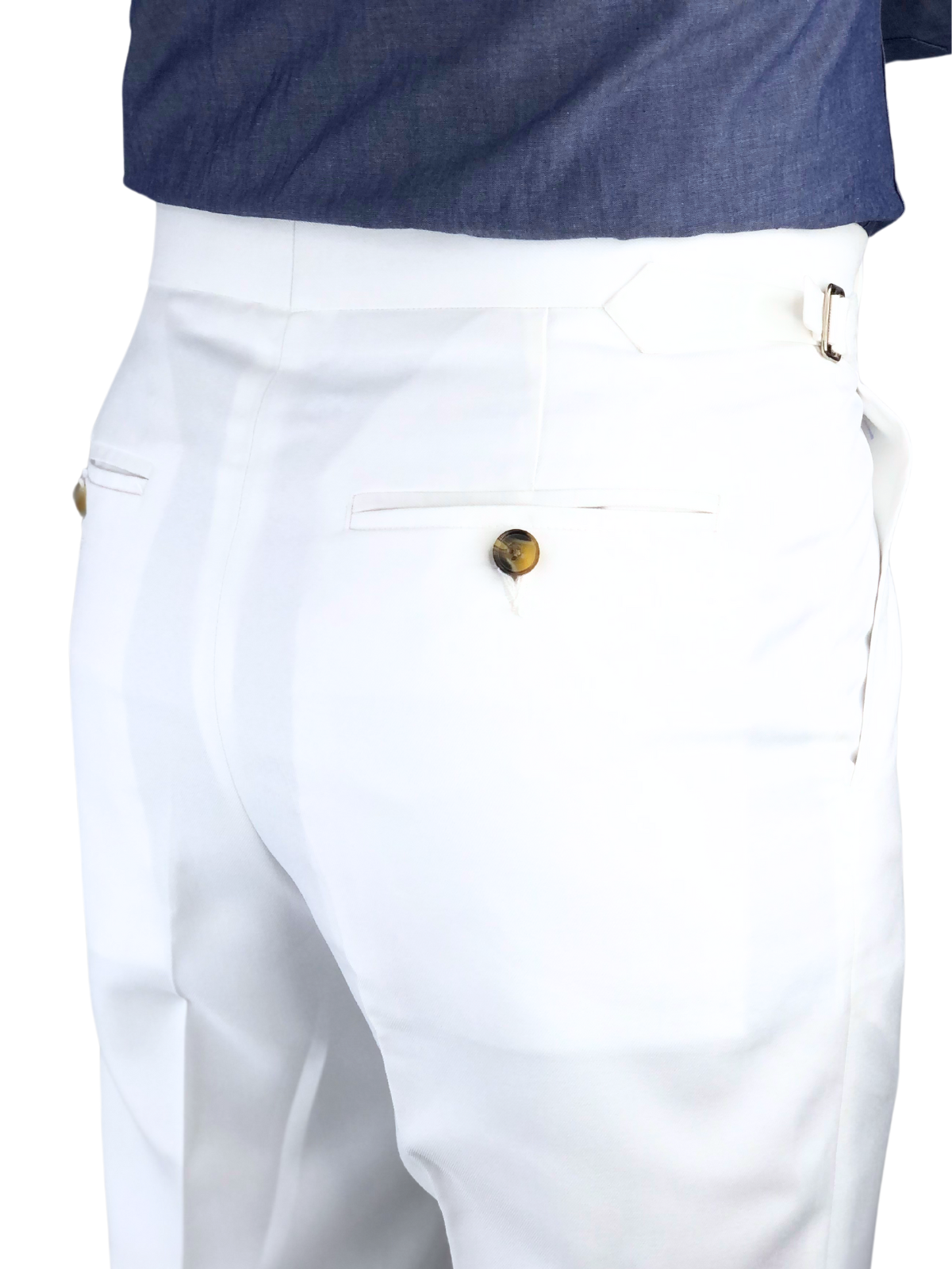 White Single Button Side Adjuster Formal Trouser