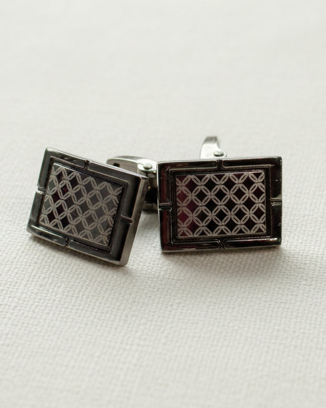 Heritage Lattice Frame Cufflinks – Silver