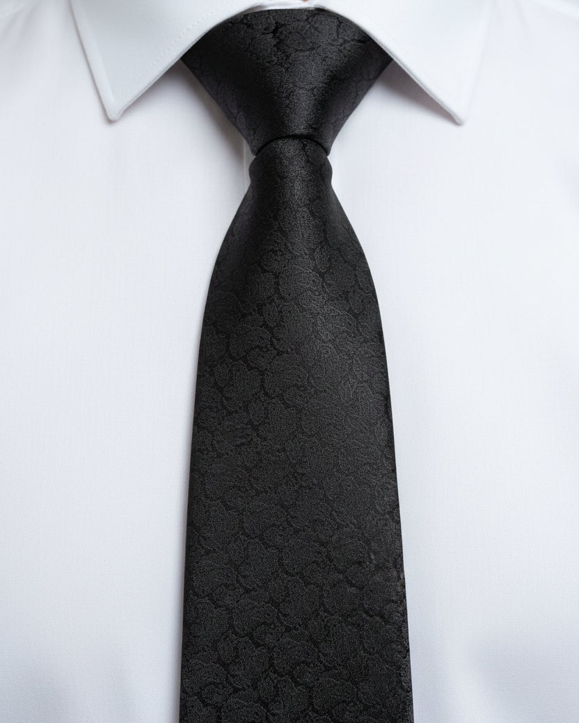 Black Noir Floral Tie