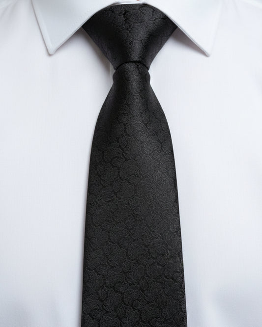Black Noir Floral Tie