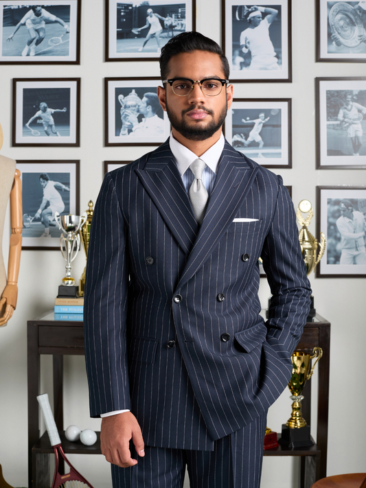 Navy Pinstripe DB Blazer