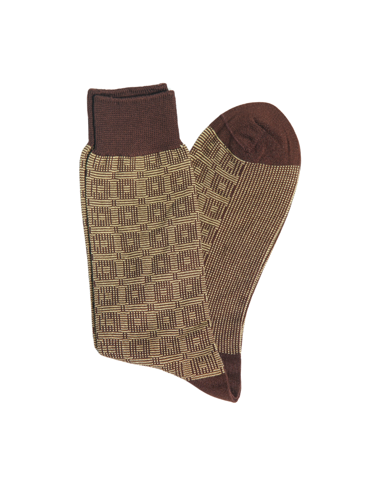 Brown with Beige Patterned Socks