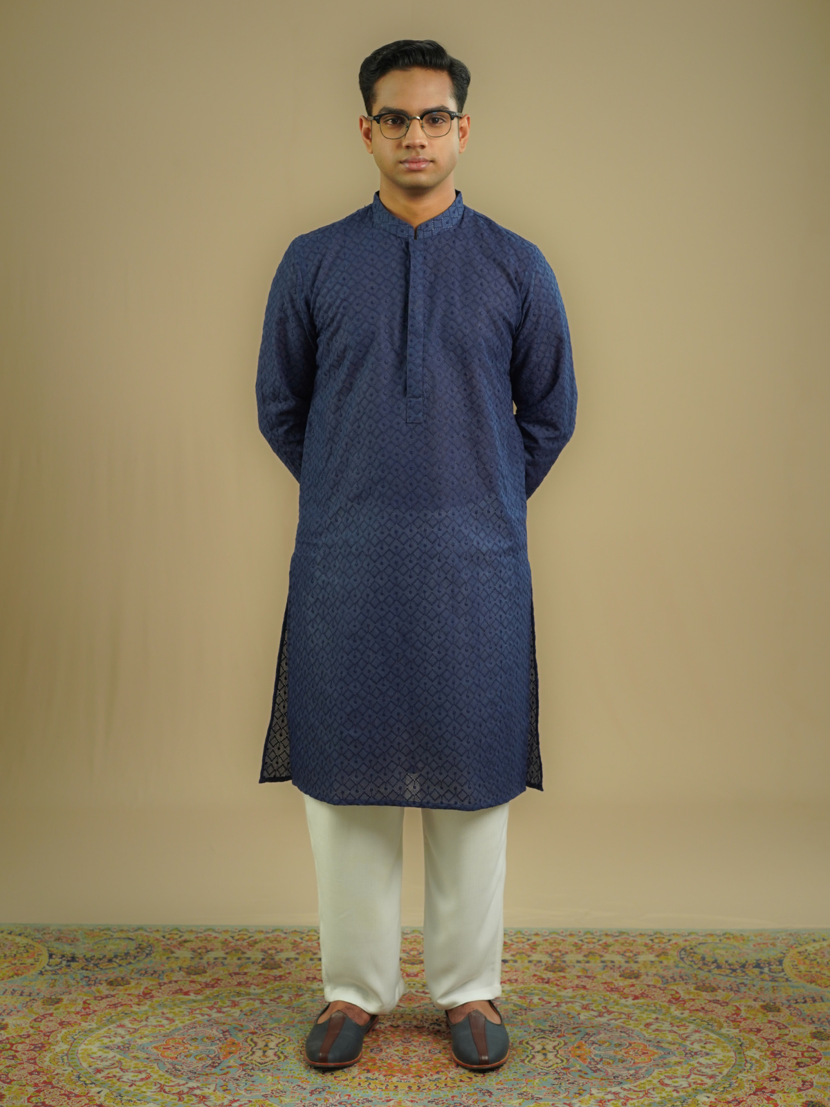 Navy Chikankari Kurta