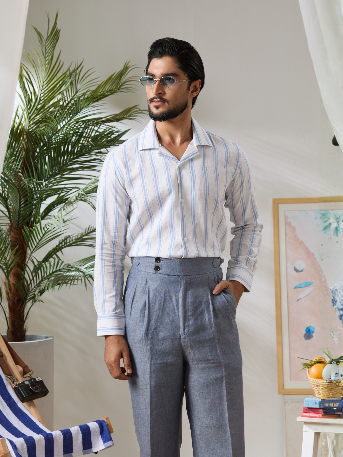 Sky Striped Cuban Shirt