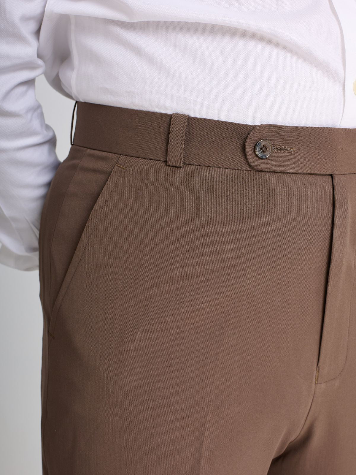 Taupe Brown Belt-Loop Trouser