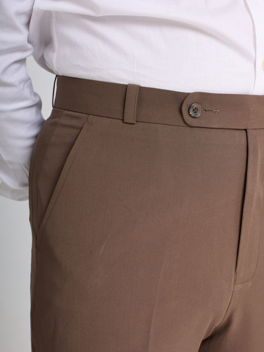 Taupe Brown Belt-Loop Trouser