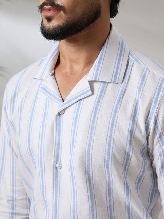 Sky Striped Cuban Shirt