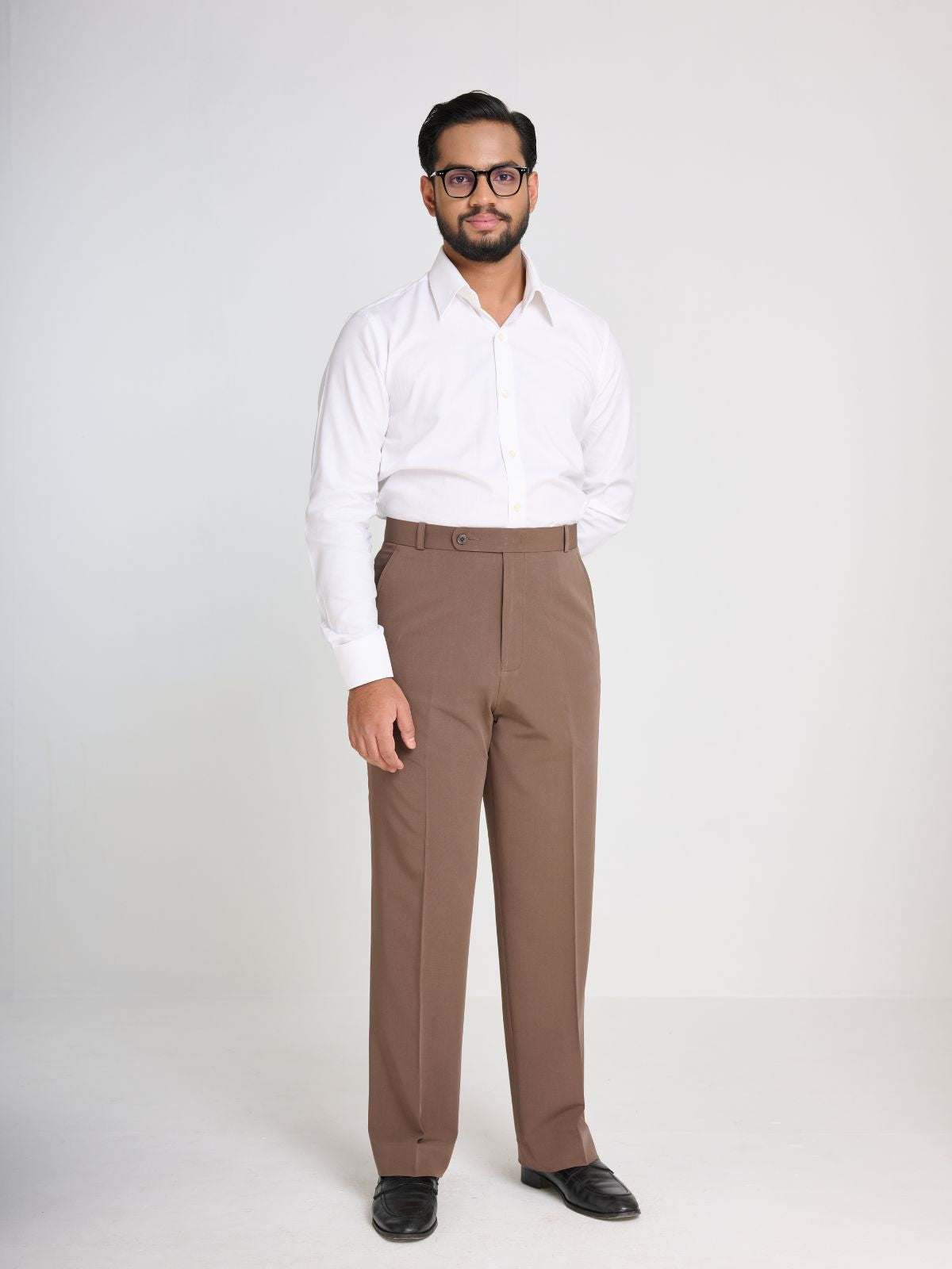 Taupe Brown Belt-Loop Trouser