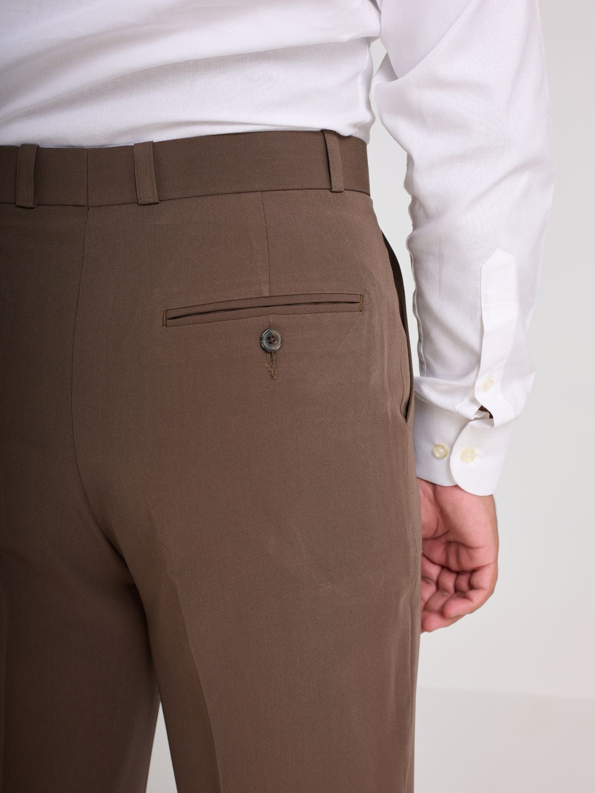 Taupe Brown Belt-Loop Trouser