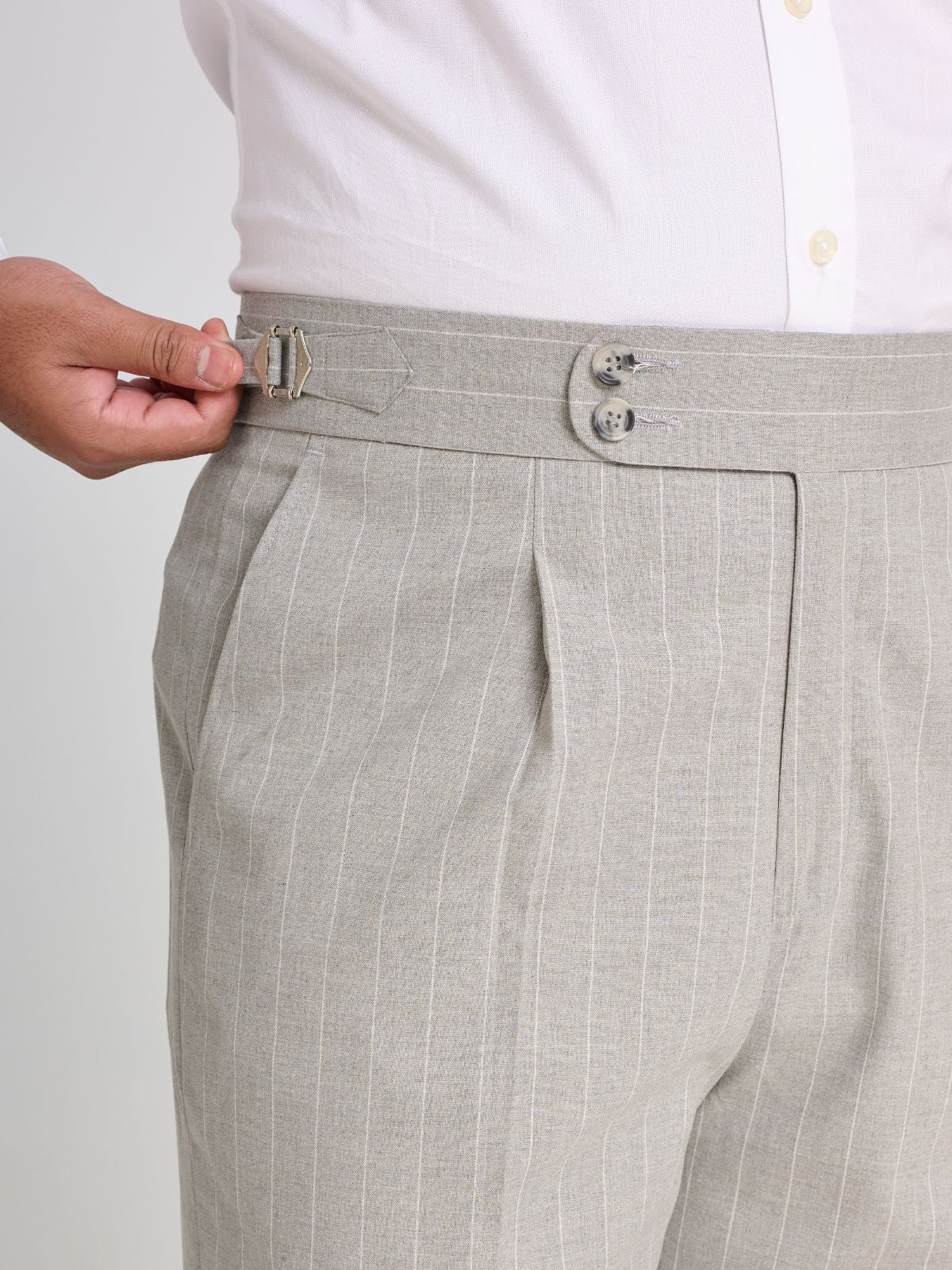 Light Grey Pinstripe Side-Adjuster Trouser