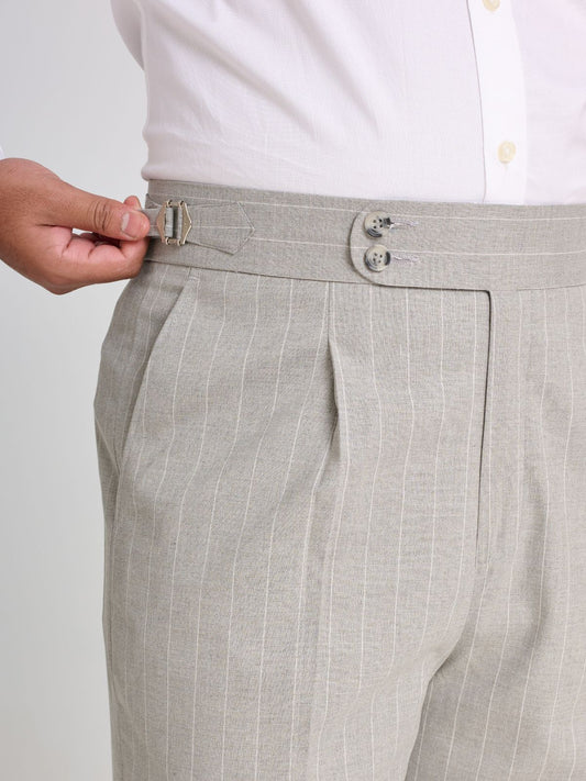 Light Grey Pinstripe Side-Adjuster Trouser