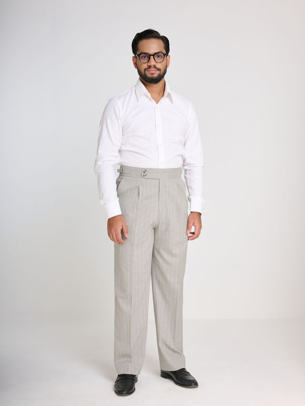 Light Grey Pinstripe Side-Adjuster Trouser