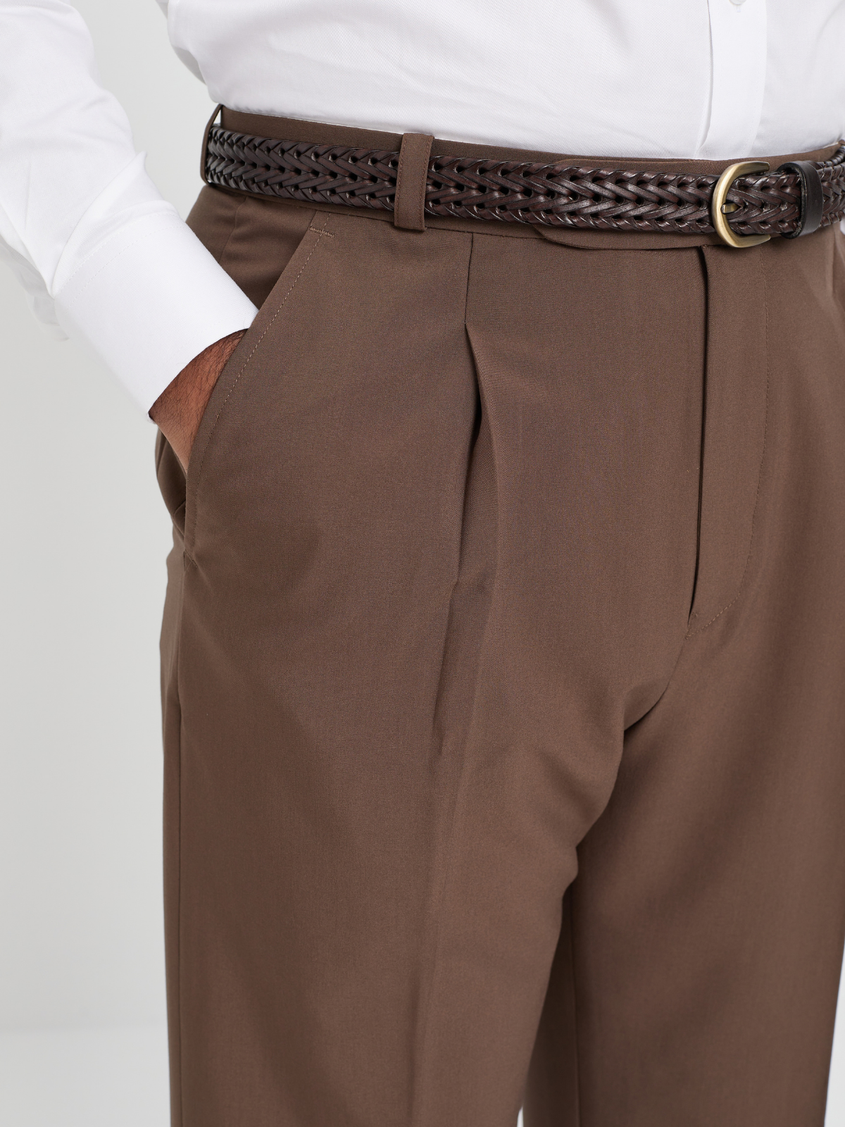 Coffee Mid Rise Formal Trouser