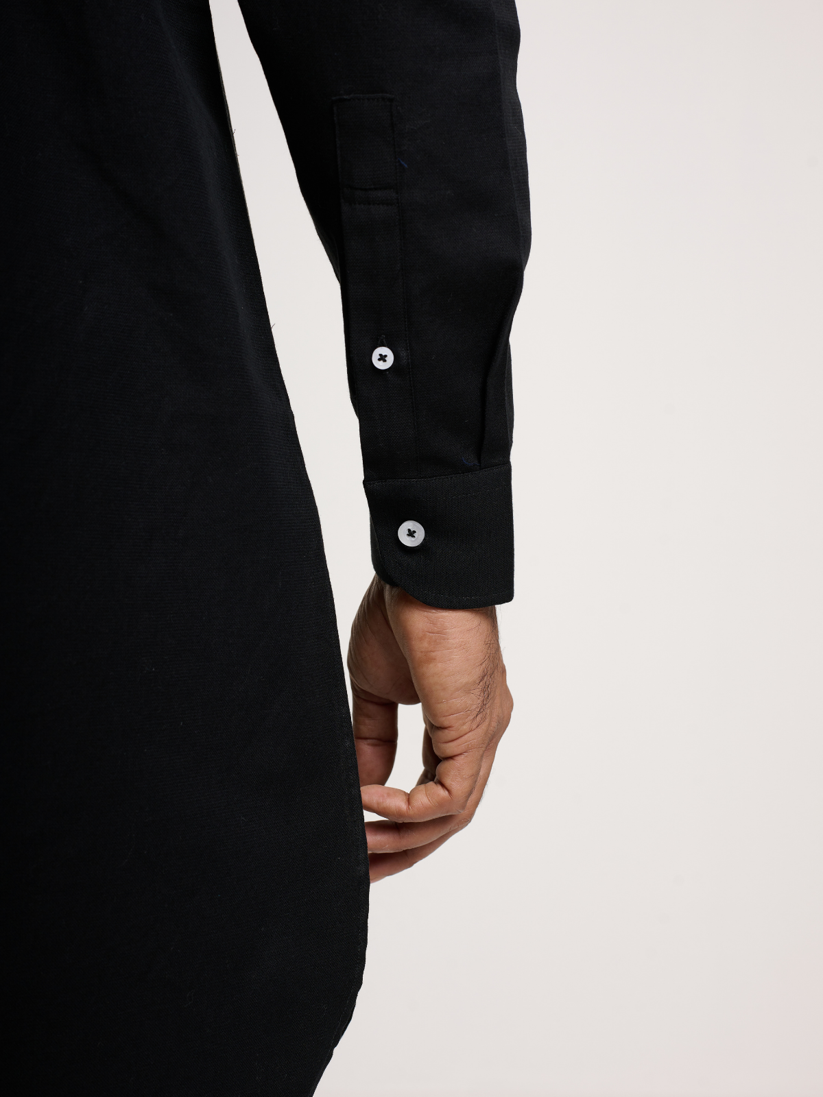 Black Button Down Kurta