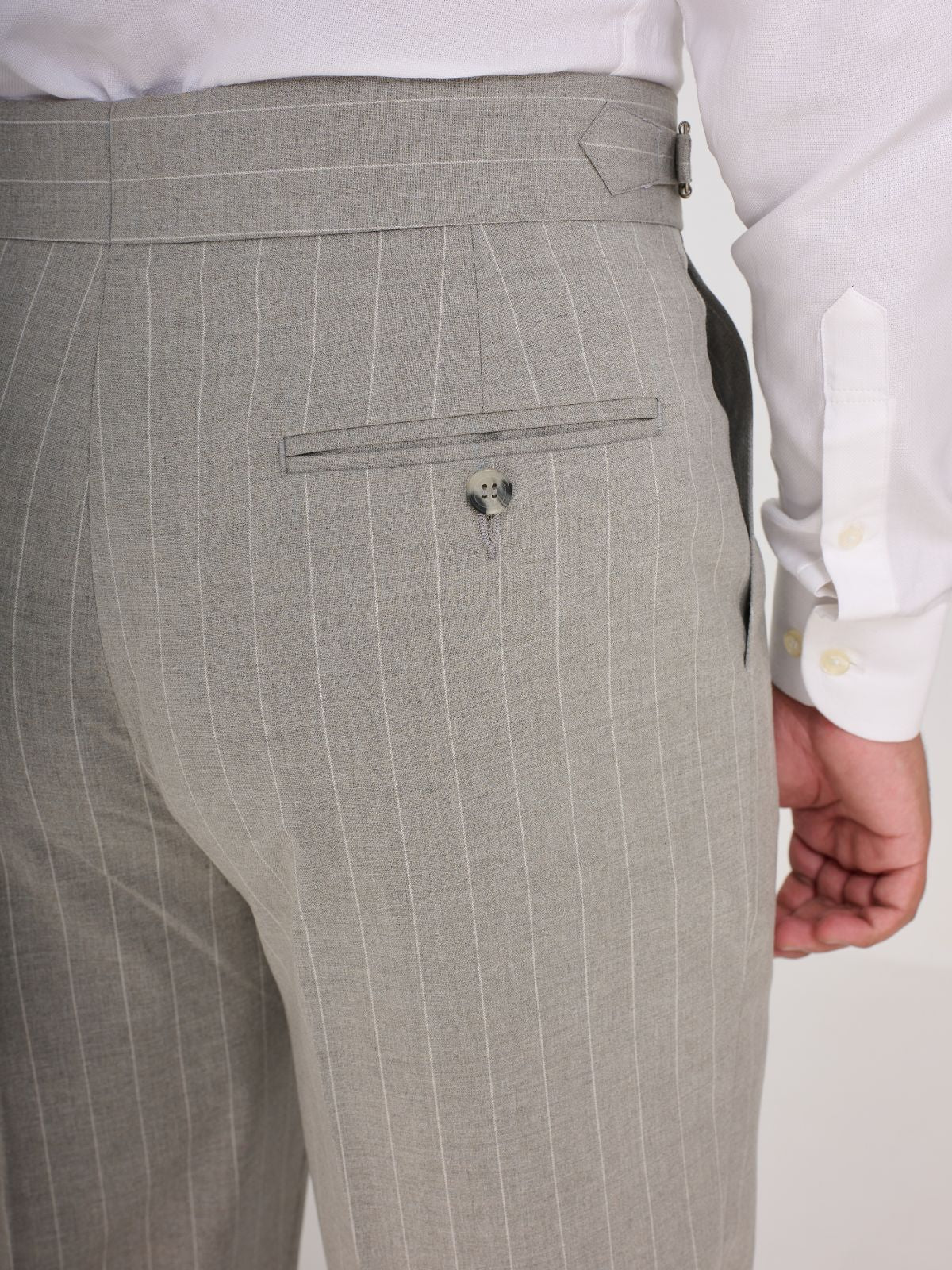 Light Grey Pinstripe Side-Adjuster Trouser