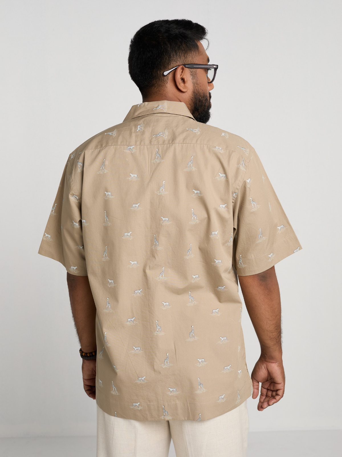 Sand Animal Print Cuban Shirt