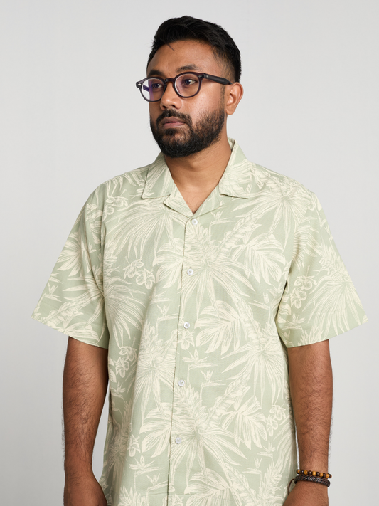 Lime Floral Cuban Shirt