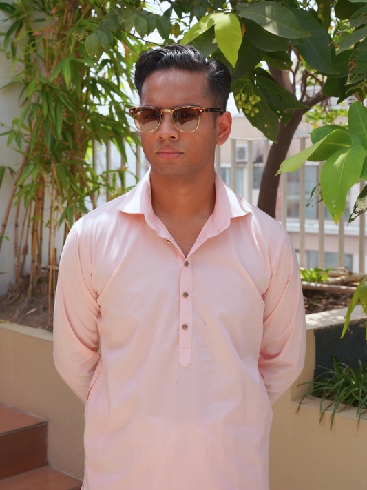 Baby Pink Kabli cut Kurta