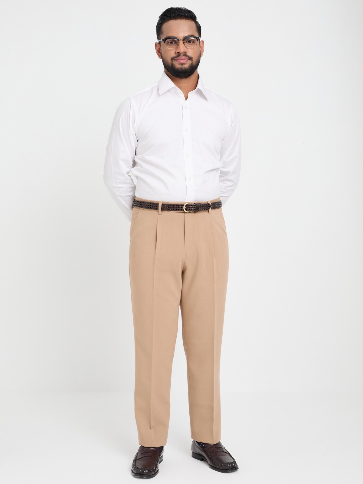 Beige Mid Rise Formal Trouser