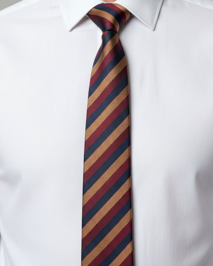Burgundy & Gold Regent Stripe Tie
