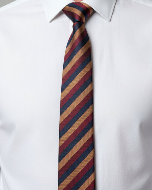 Burgundy & Gold Regent Stripe Tie