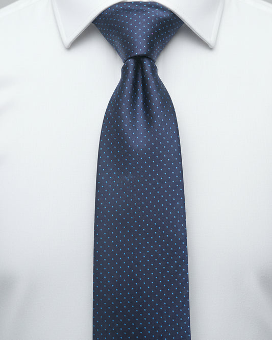 Navy Micro Polka Dot Silk Tie