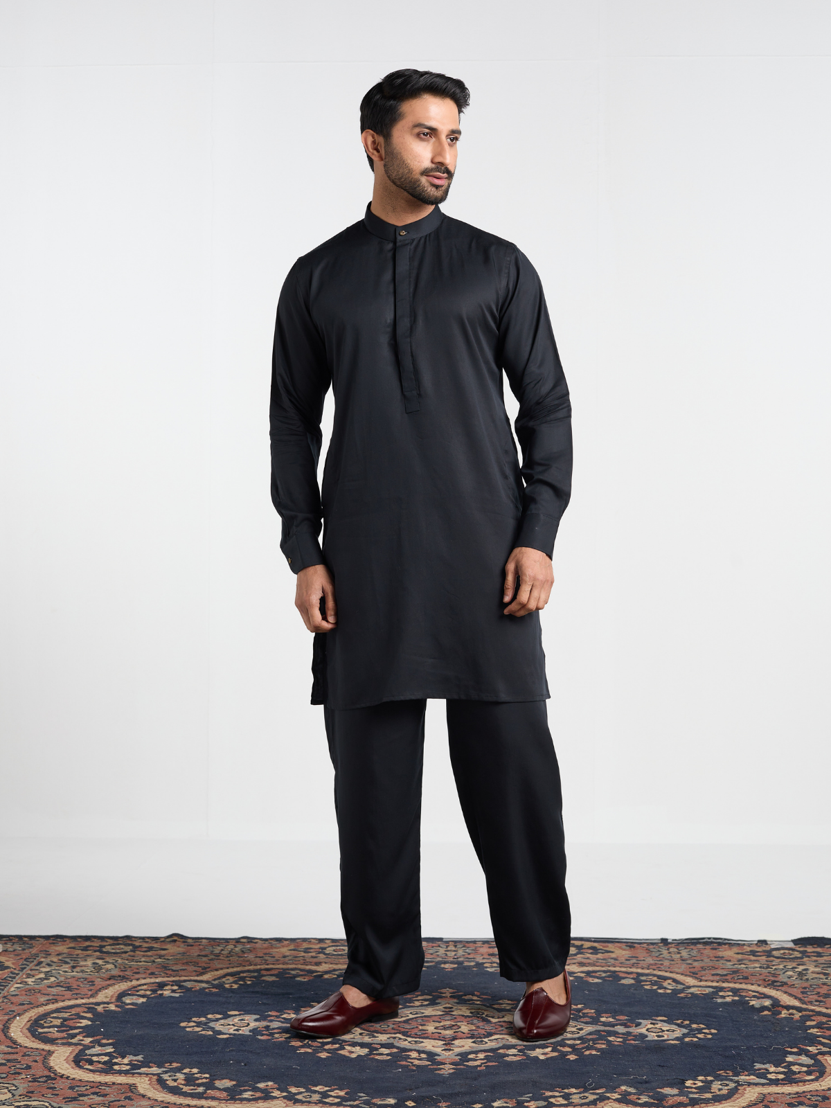 Black Slim Kabli Suit