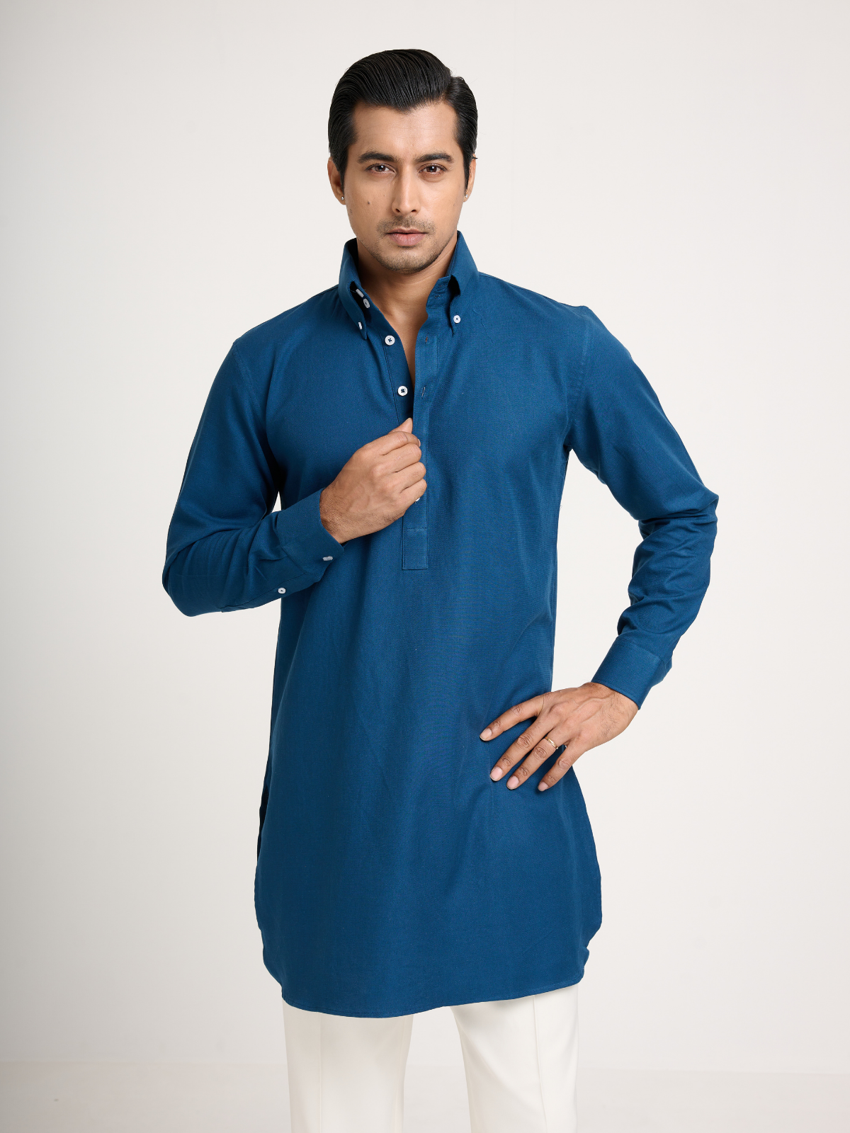 Teal Button Down Kurta