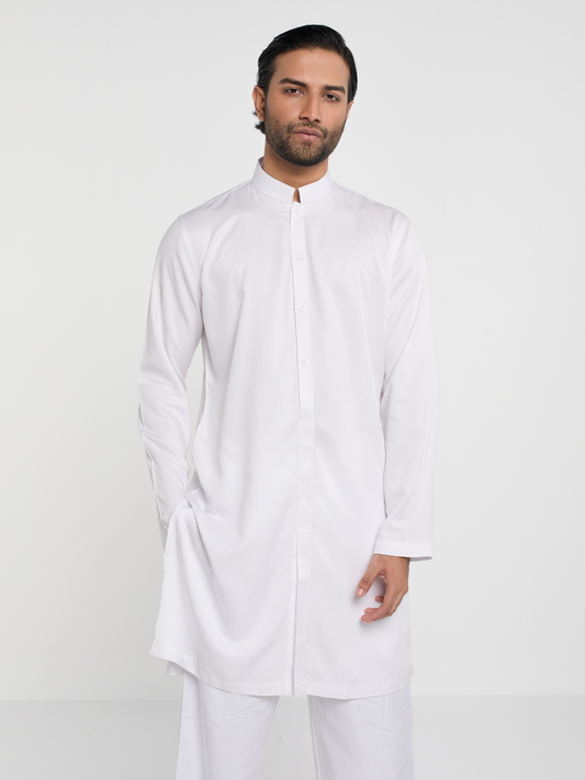 White Sherwani Cut Kurta