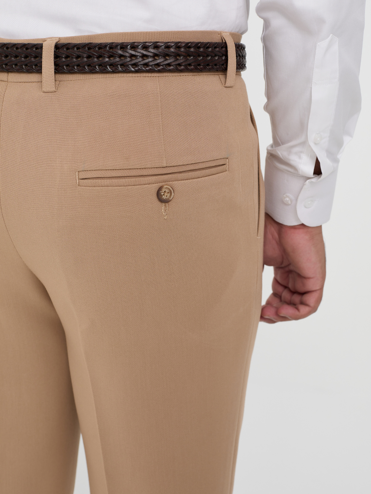 Beige Mid Rise Formal Trouser