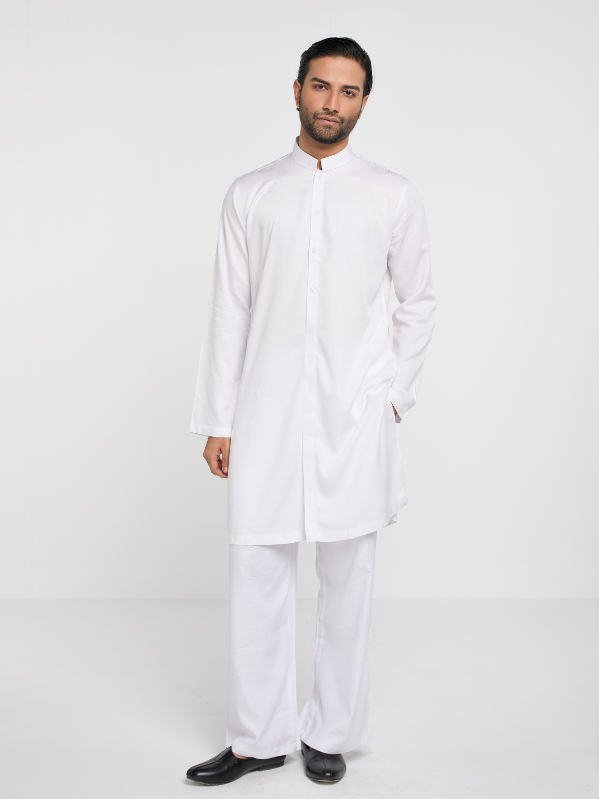 White Sherwani Cut Kurta