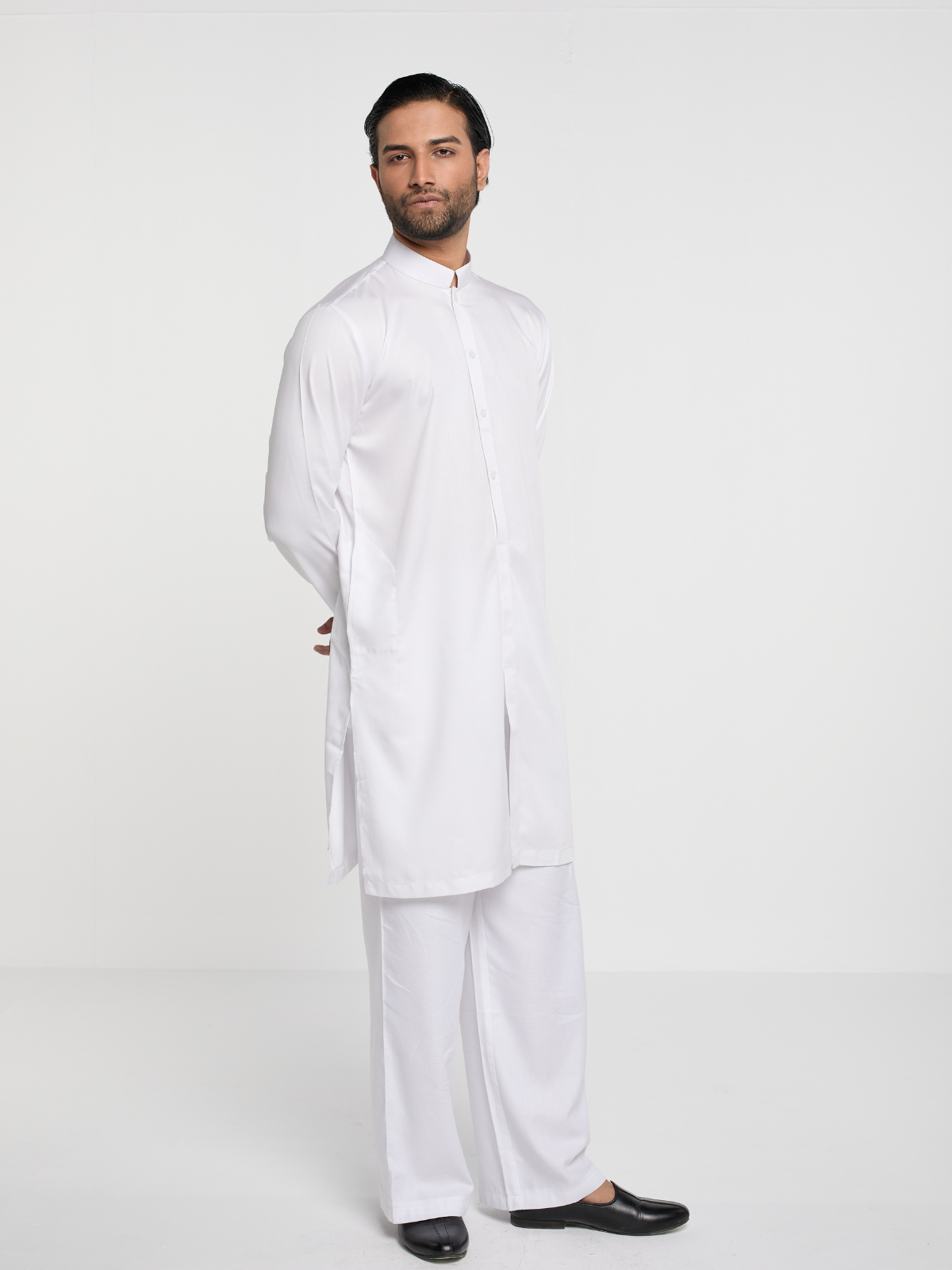 White Sherwani Cut Kurta