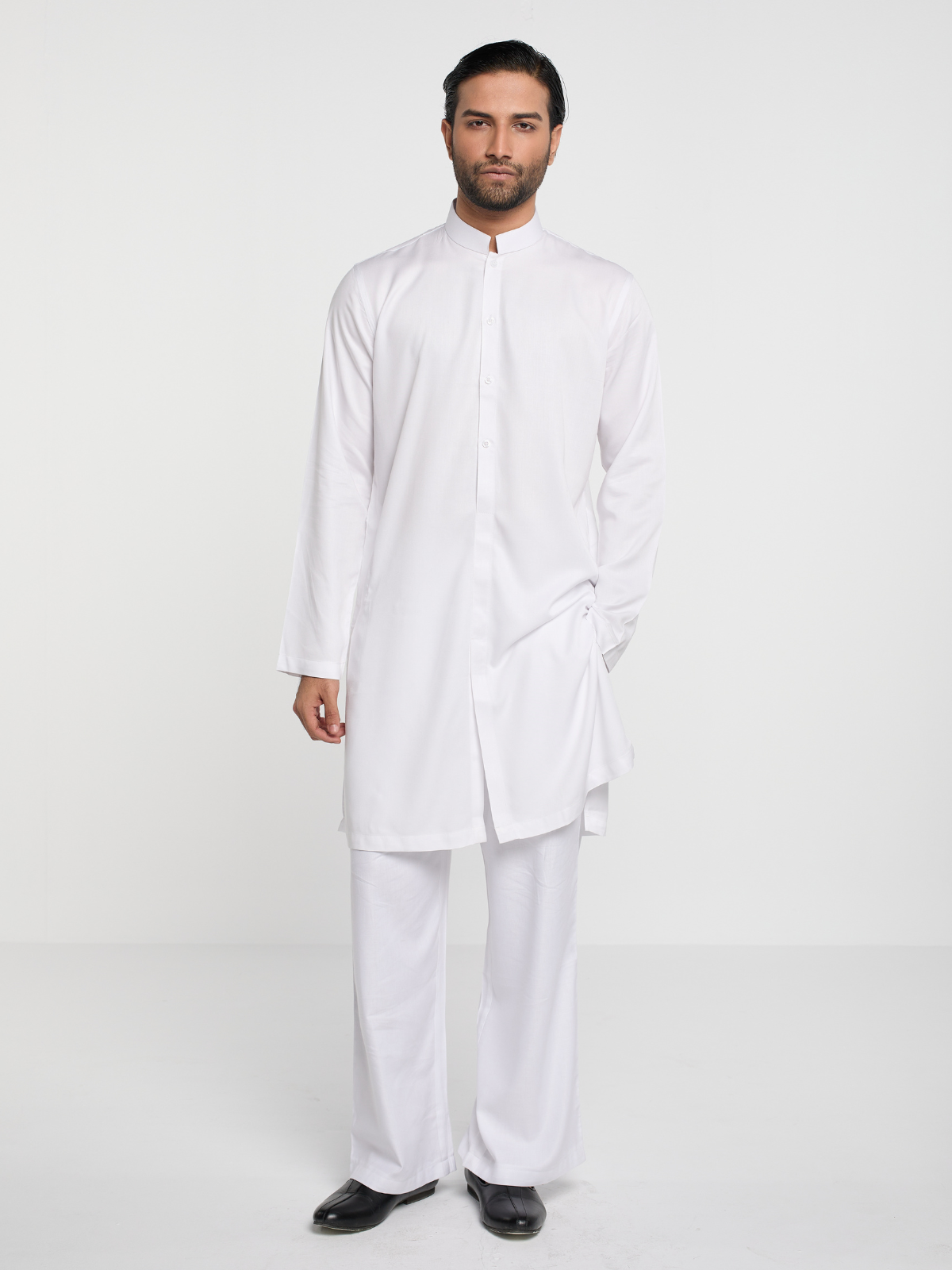 White Sherwani Cut Kurta