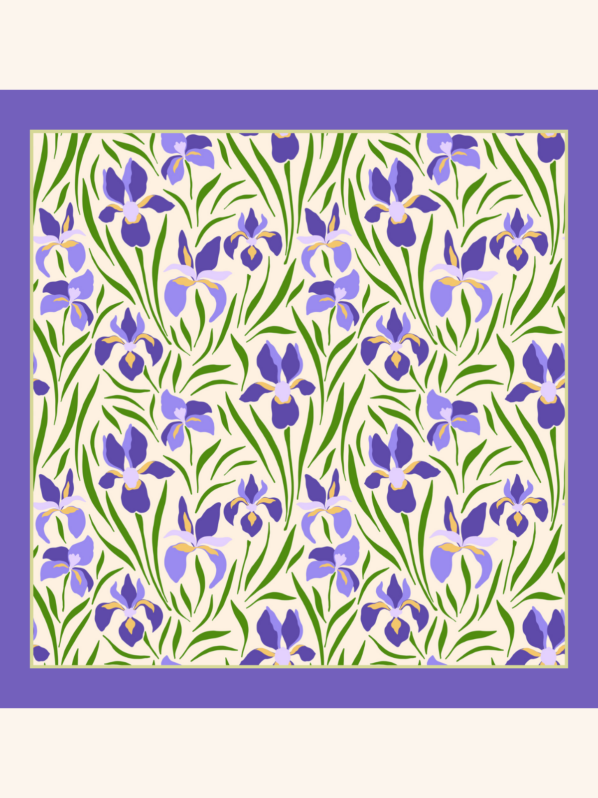 Lavender with Green Floral Silk Pocket Square