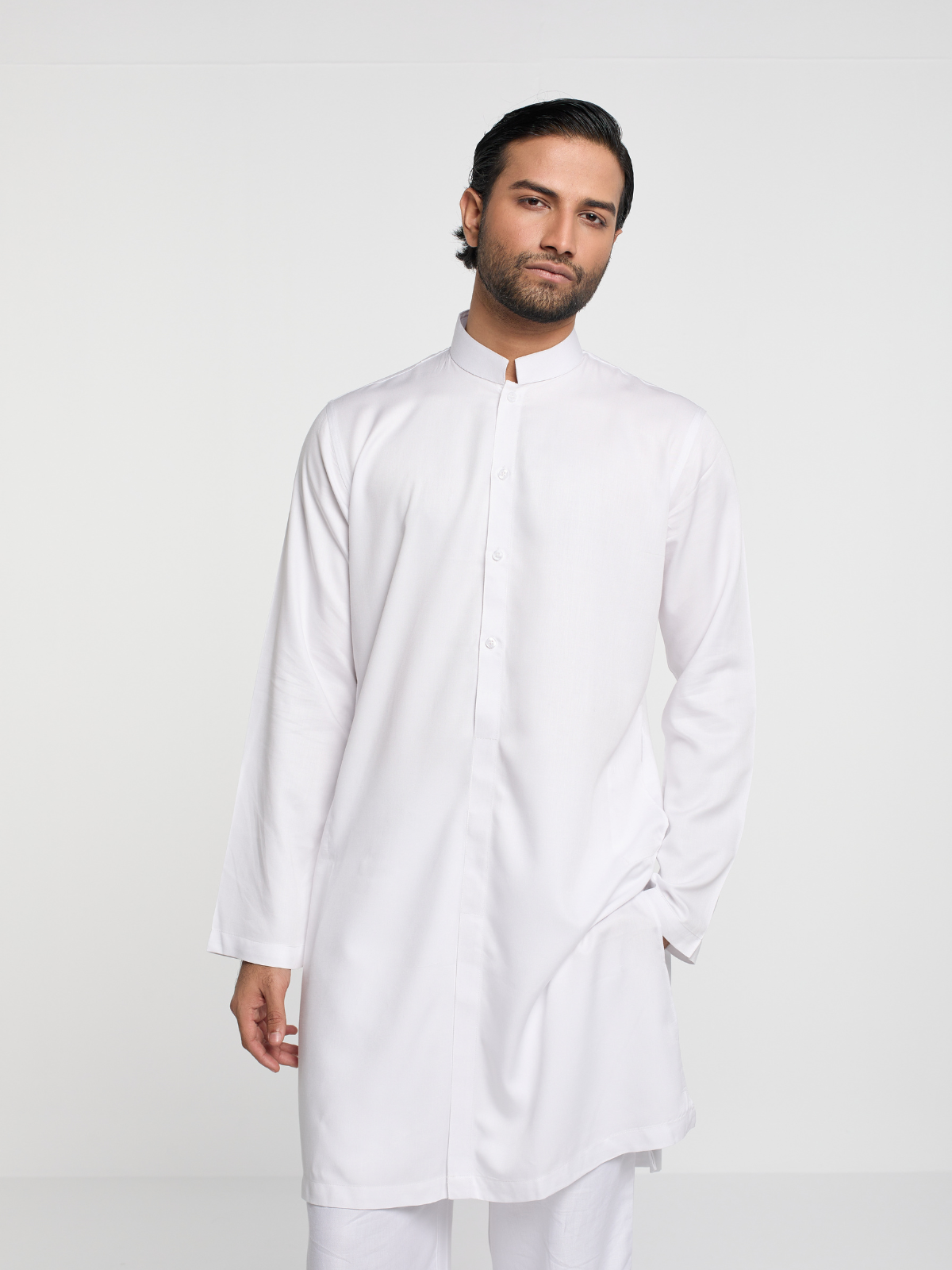 White Sherwani Cut Kurta