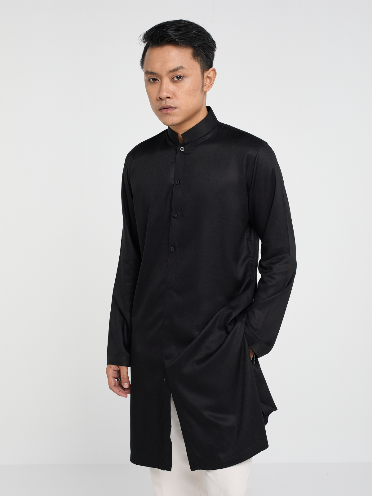 Black Sherwani Cut Kurta