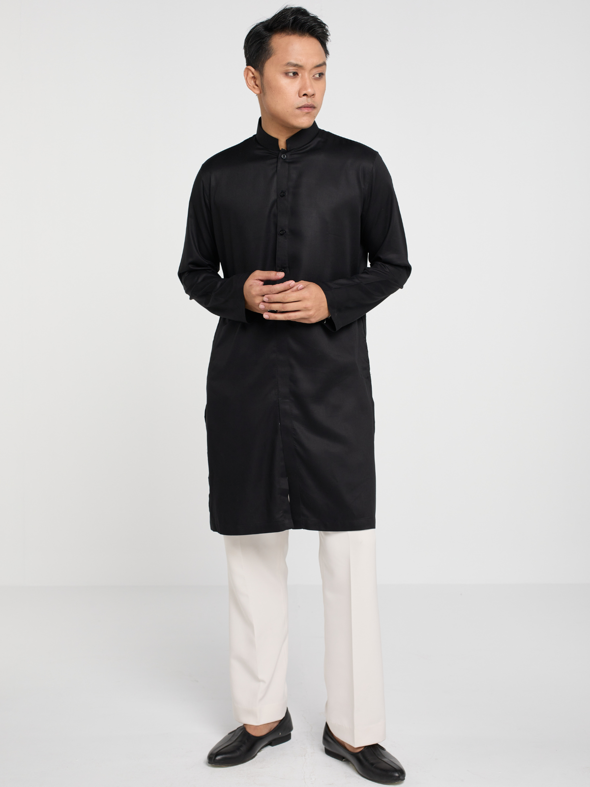 Black Sherwani Cut Kurta