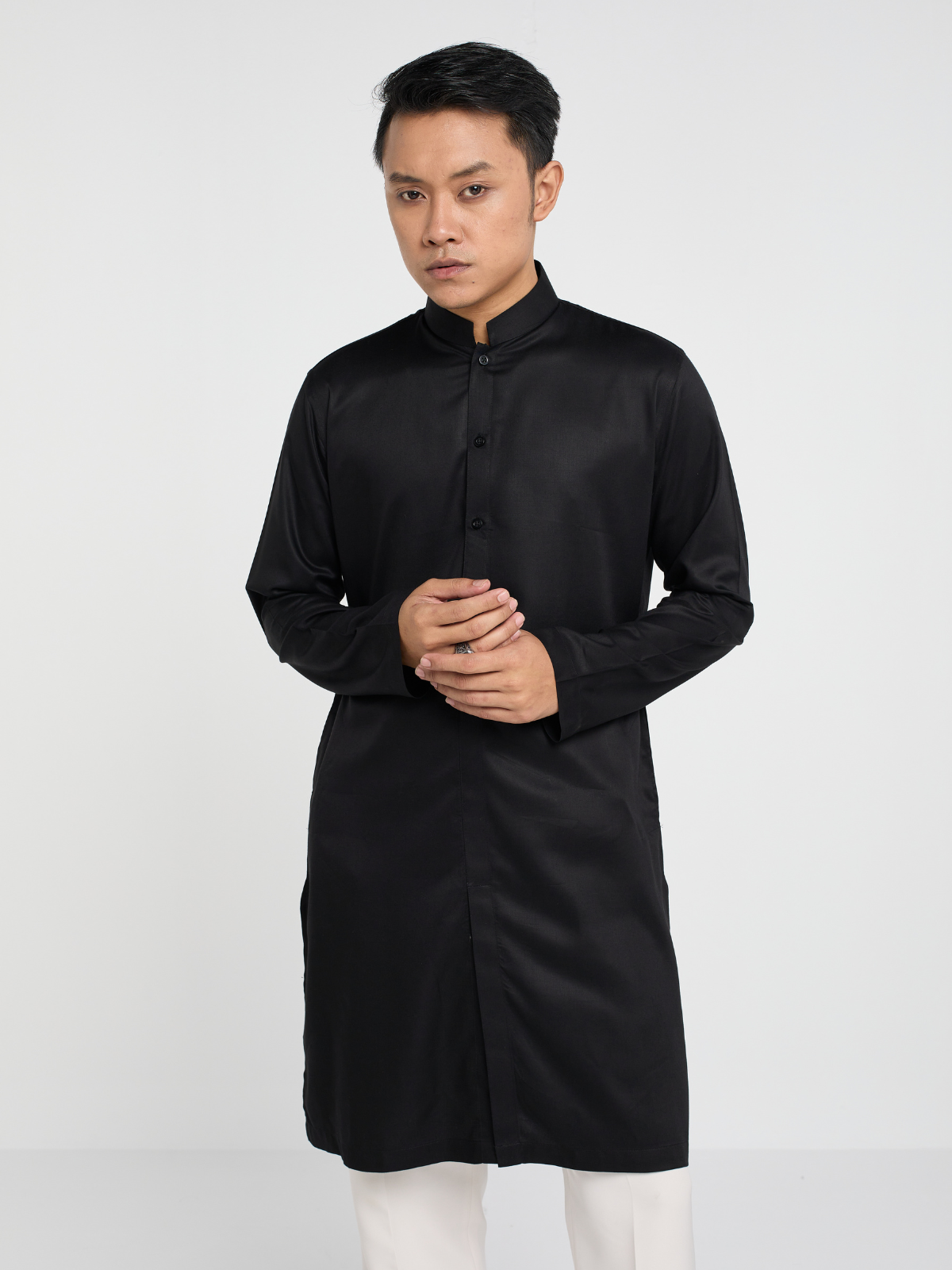 Black Sherwani Cut Kurta