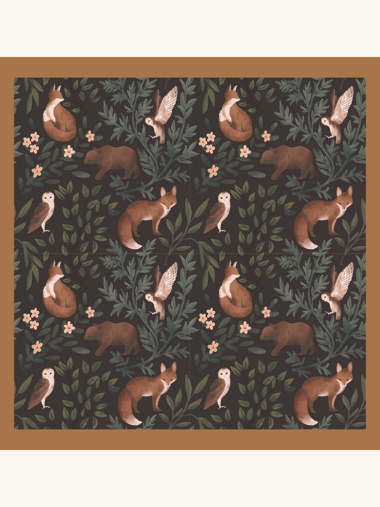 Fox Brown Abstract Silk Pocket Square