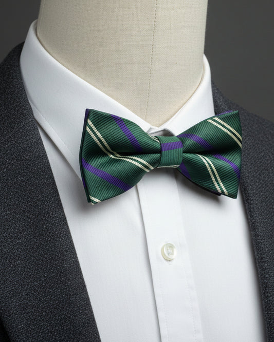 Striped Bow Tie – Emerald & Purple