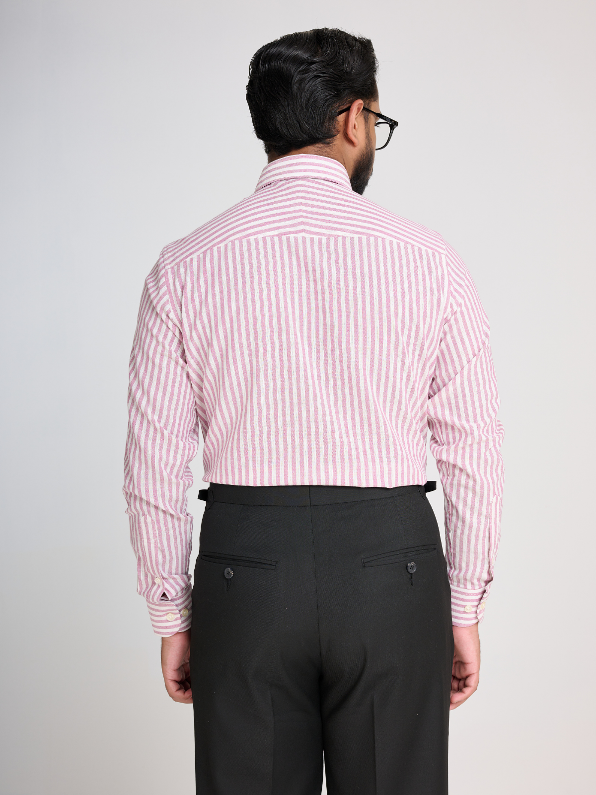 Pink & White Stripe Point Collar Shirt