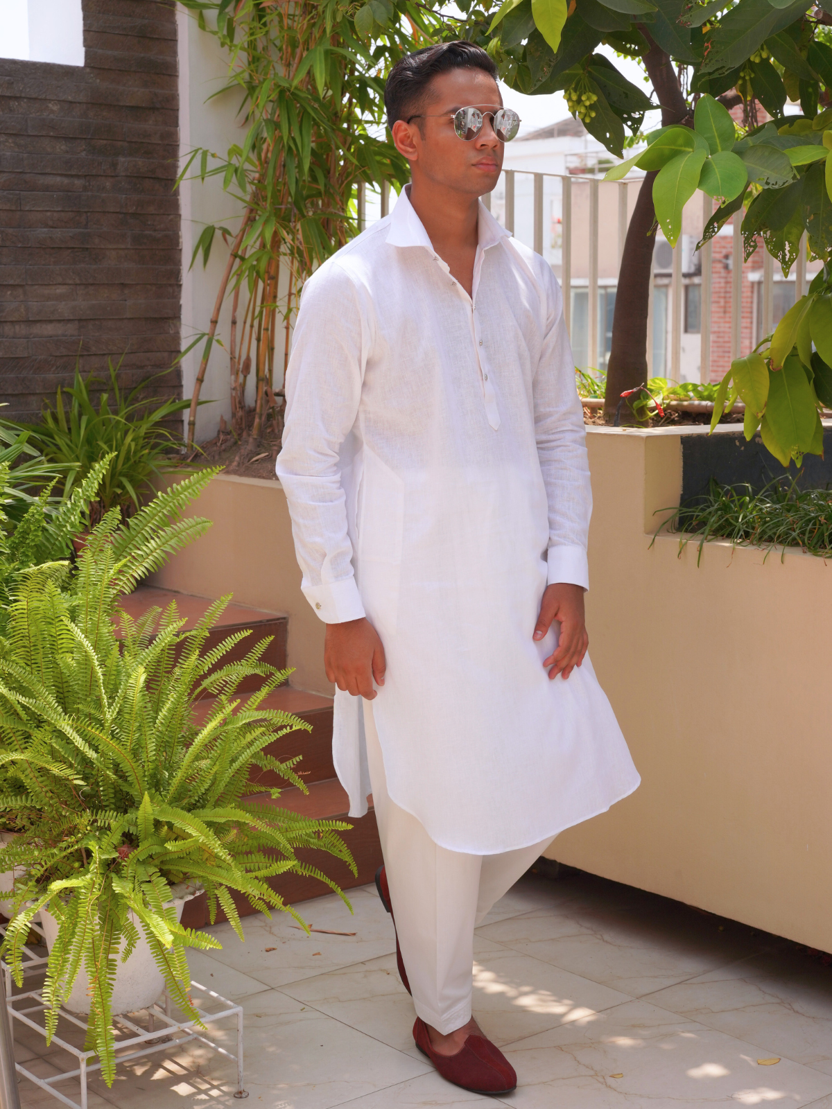 Pure White Kabli cut Kurta