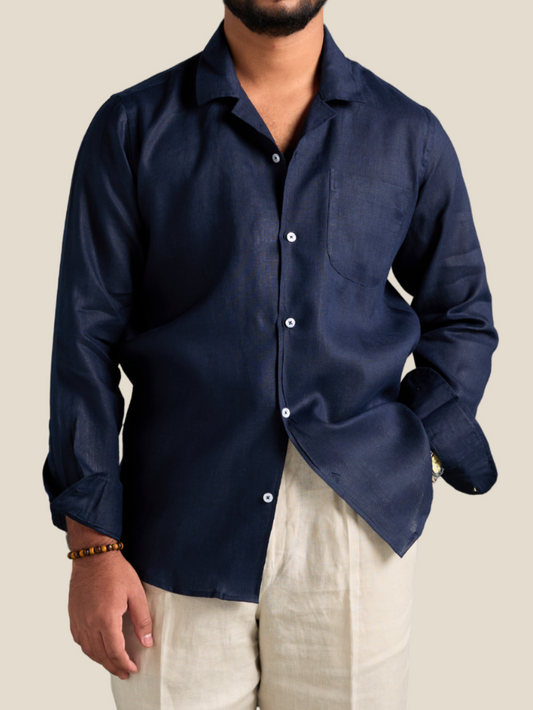 Navy full sleeve cuban